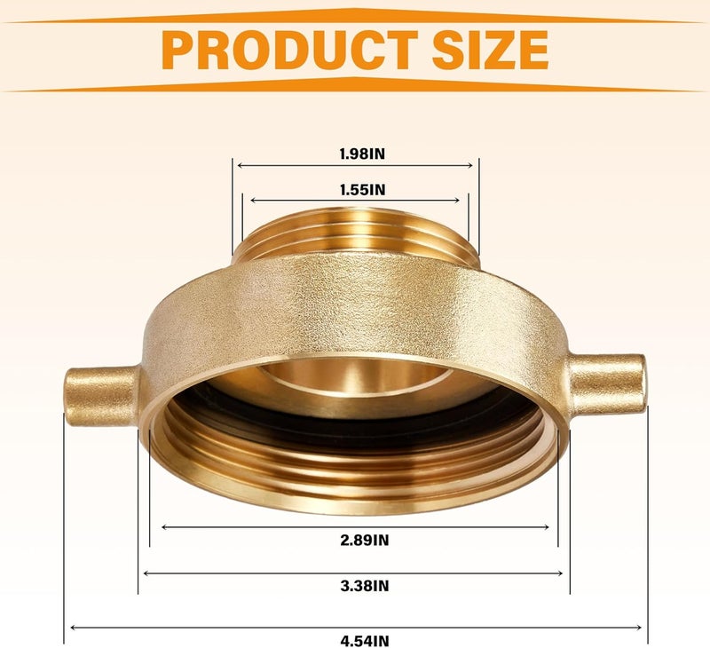 BANG4BUCK محول حريق أنثوي 2-1/2" NST (NH) وذكر 1-1/2" NST (NH) مع دبابيس من النحاس لمعدات الإطفاء - Image 4